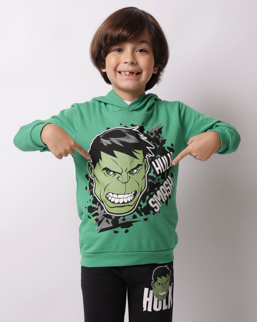 Blusão Moletom Infantil Marvel Hulk Com Capuz Verde