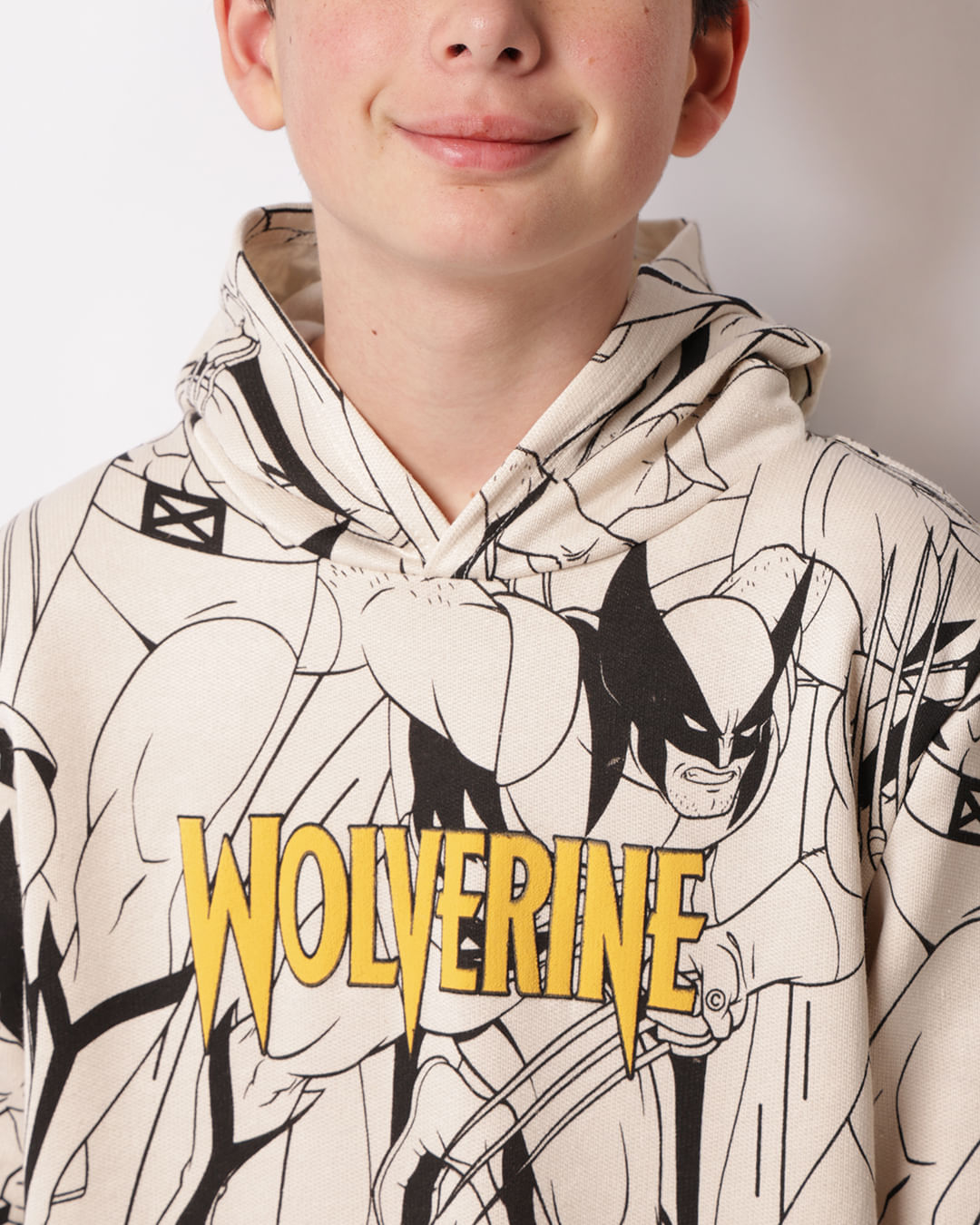 Blusão Juvenil Marvel Wolverine Com Capuz Bege