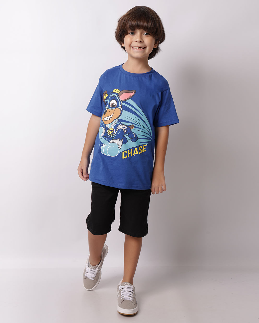 Camiseta Infantil Chase Patrulha Canina Manga Curta Azul-1747398529894
