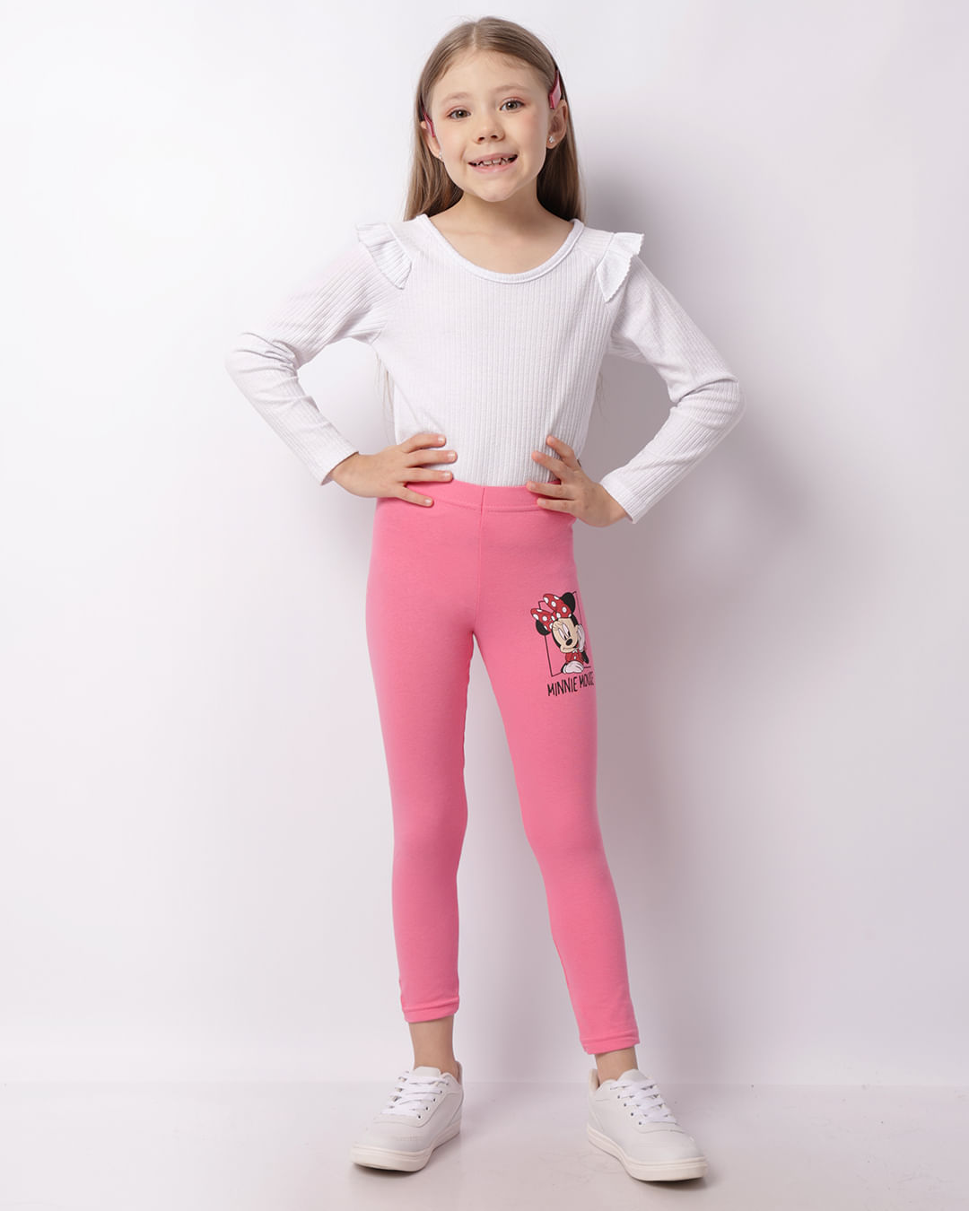 Calça Legging Infantil Disney Minnie Rosa