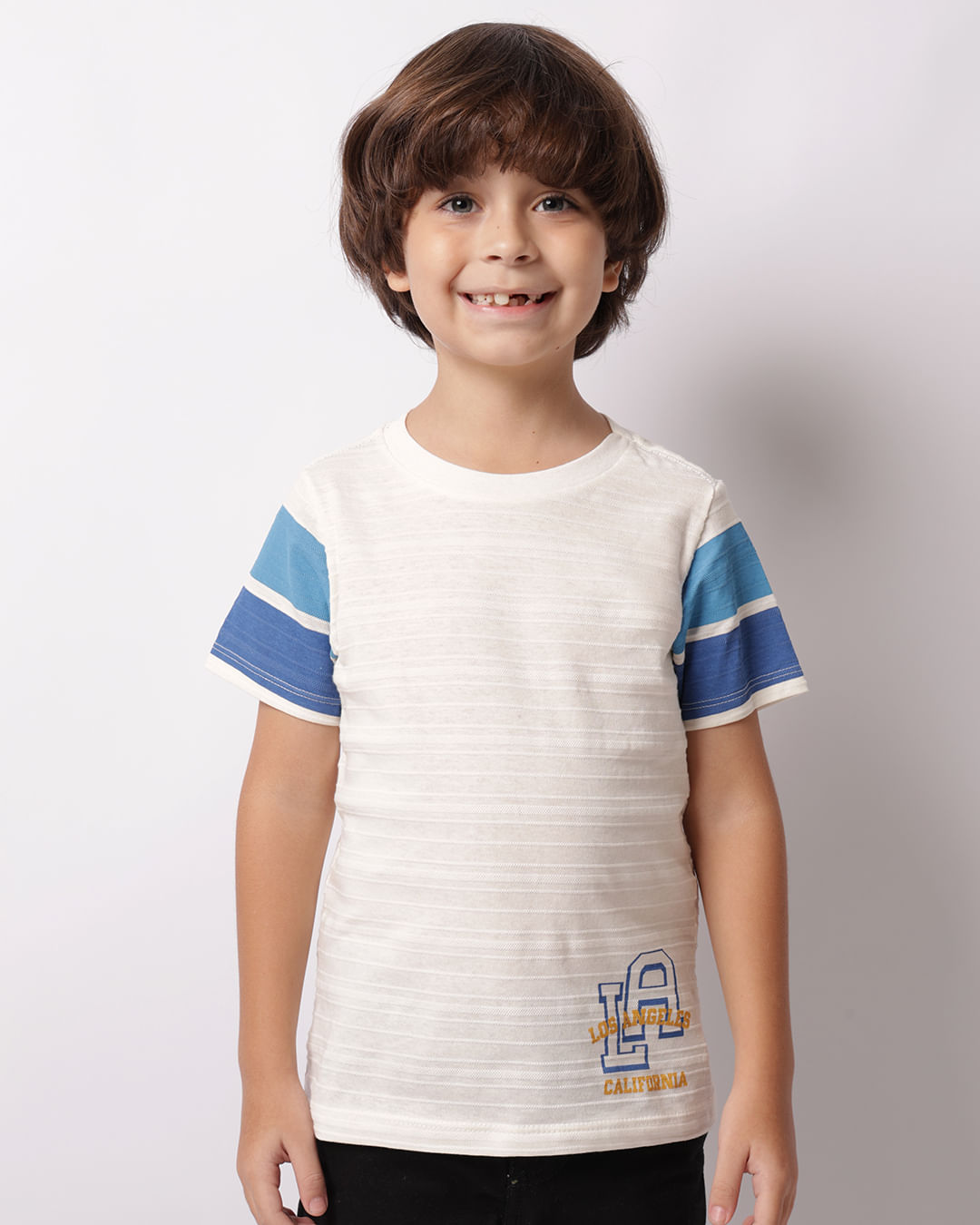 Camiseta Infantil Manga Curta Texturizada Off White-1747420097233