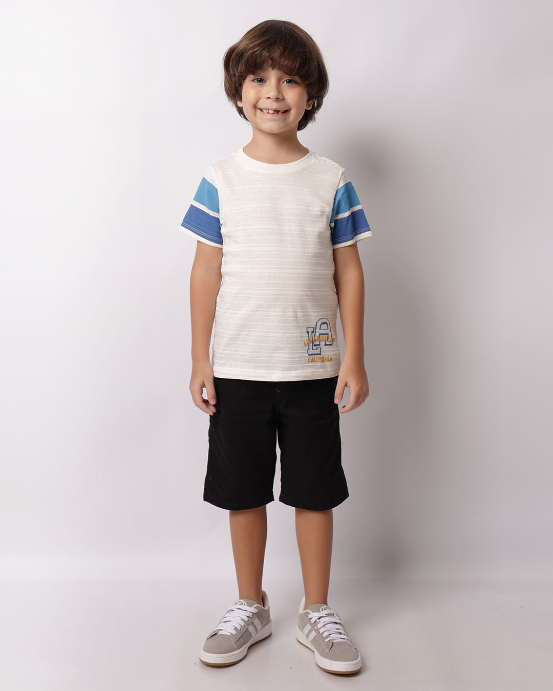 Camiseta Infantil Manga Curta Texturizada Off White-1747420119400