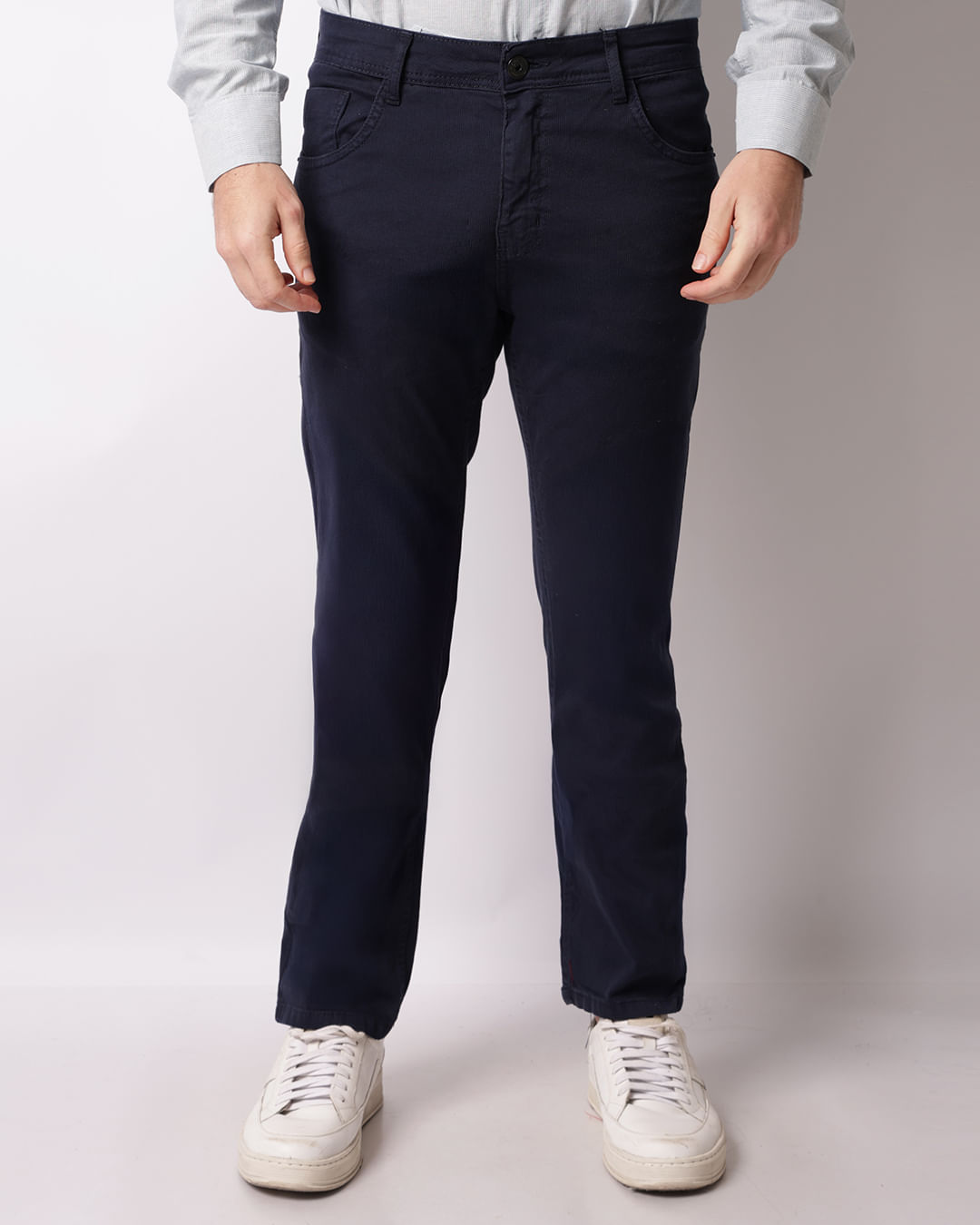 Calça Sarja Masculina Slim Cotelê Com Bolsos Marinho -1747420256600