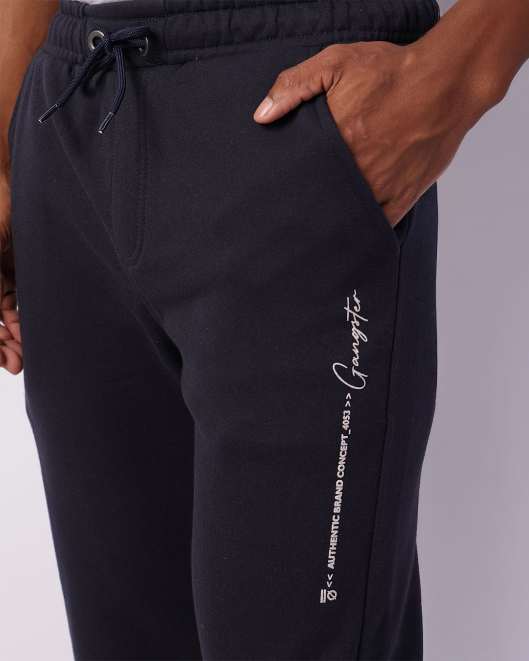 Calça Moletom Masculina Jogger Gangster Com Estampa Marinho