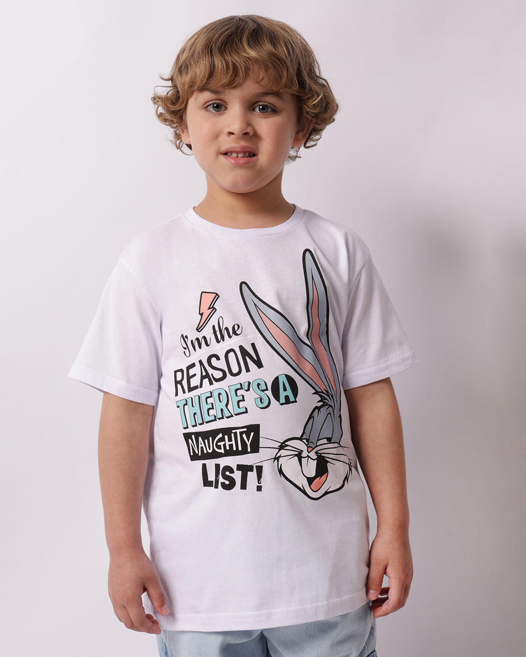 Camiseta Infantil Warner Pernalonga Manga Curta Branca-1748620365300