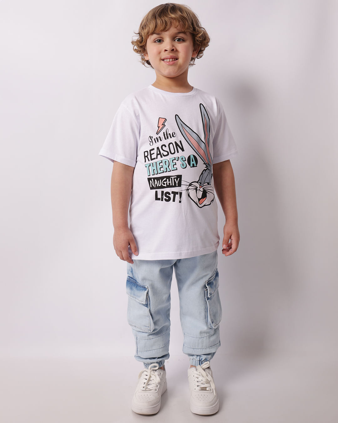 Camiseta Infantil Warner Pernalonga Manga Curta Branca-1748620408788