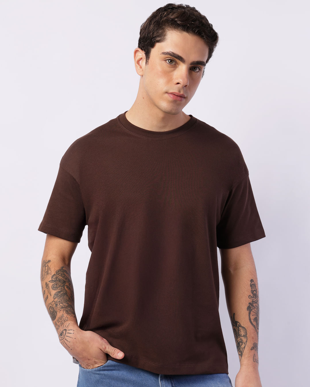 Camiseta Masculina Básica Manga Curta Marrom