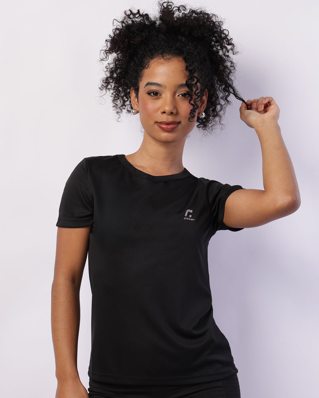 Camiseta Fitness Feminina Fitter Manga Curta Preta