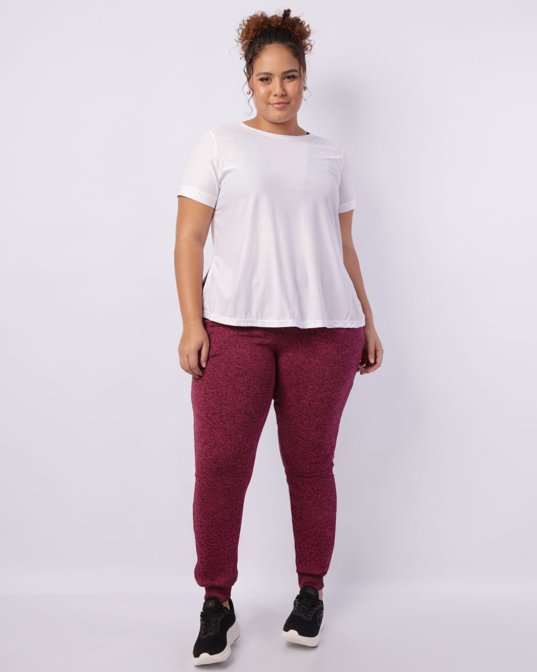 Calça Moletom Fitness Plus Size Feminina Reta Fitter Rosa-1749560627124