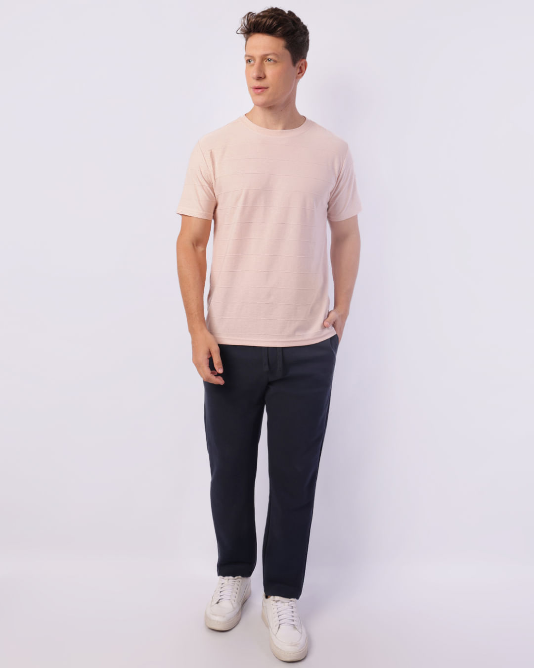 Calça Moletom Masculina Reta com Bolsos Marinho