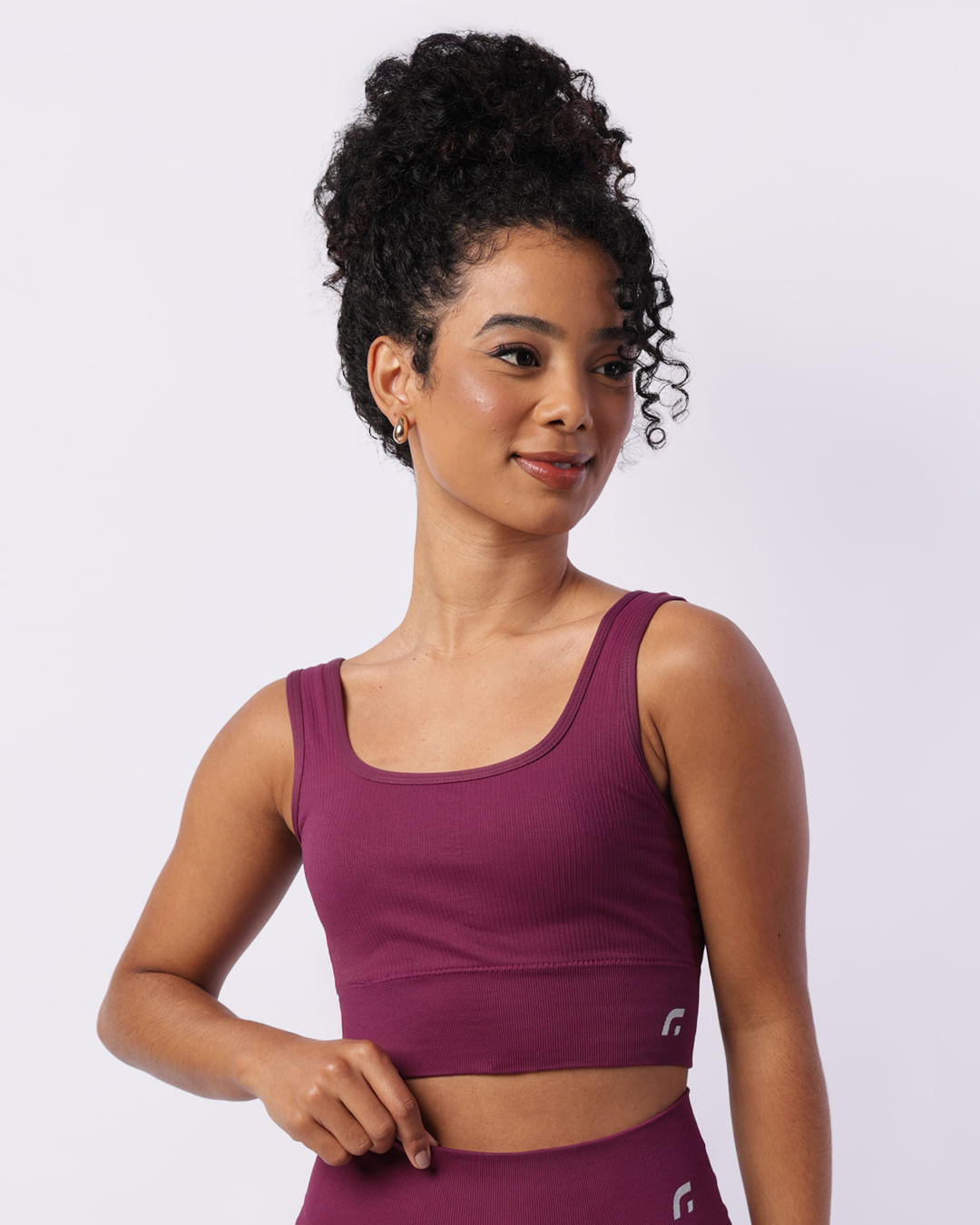 Top Fitness Feminino com Bojo Fitter Sem Costura Roxo