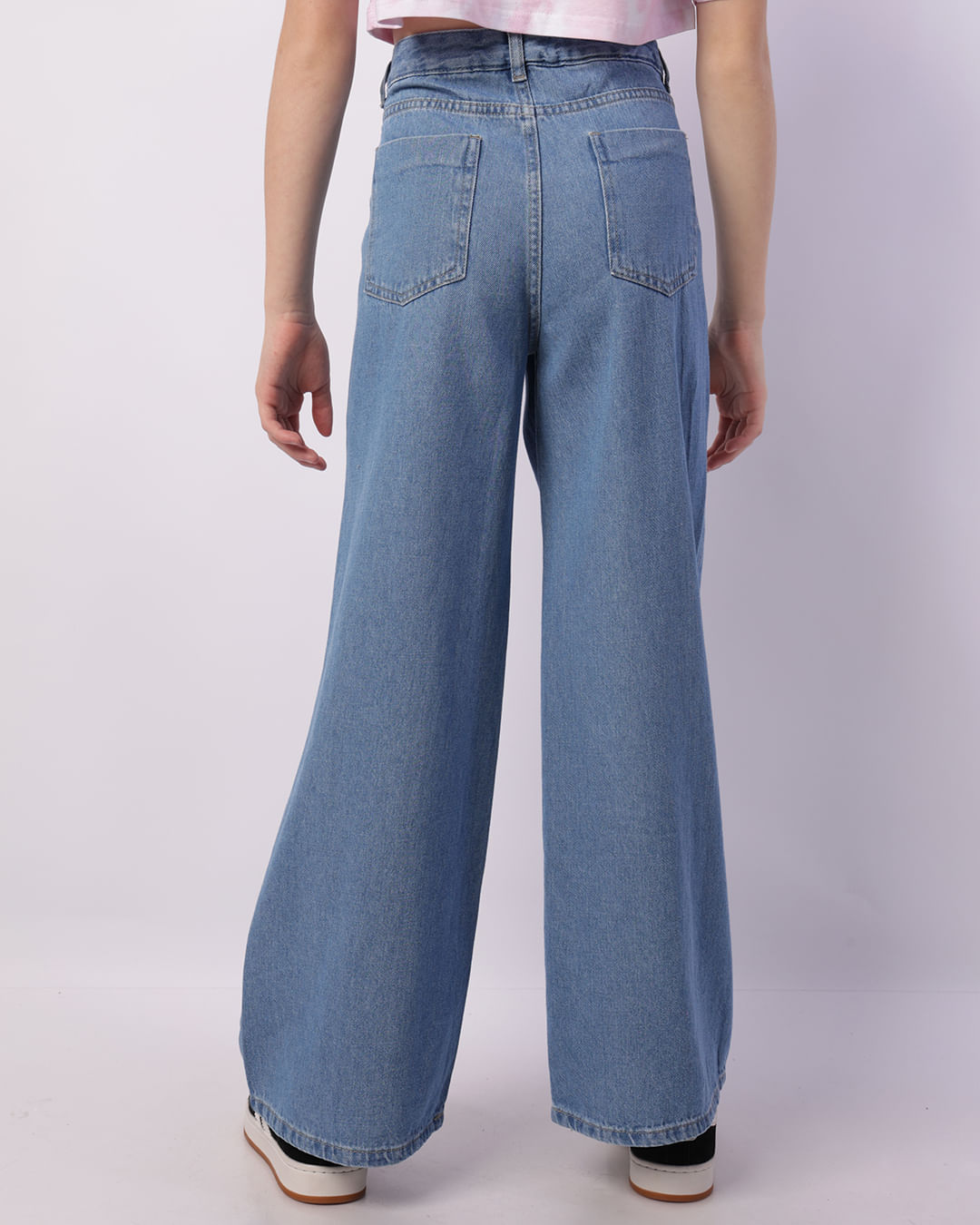 Calça Jeans Juvenil Wide Leg Disney Stitch Azul