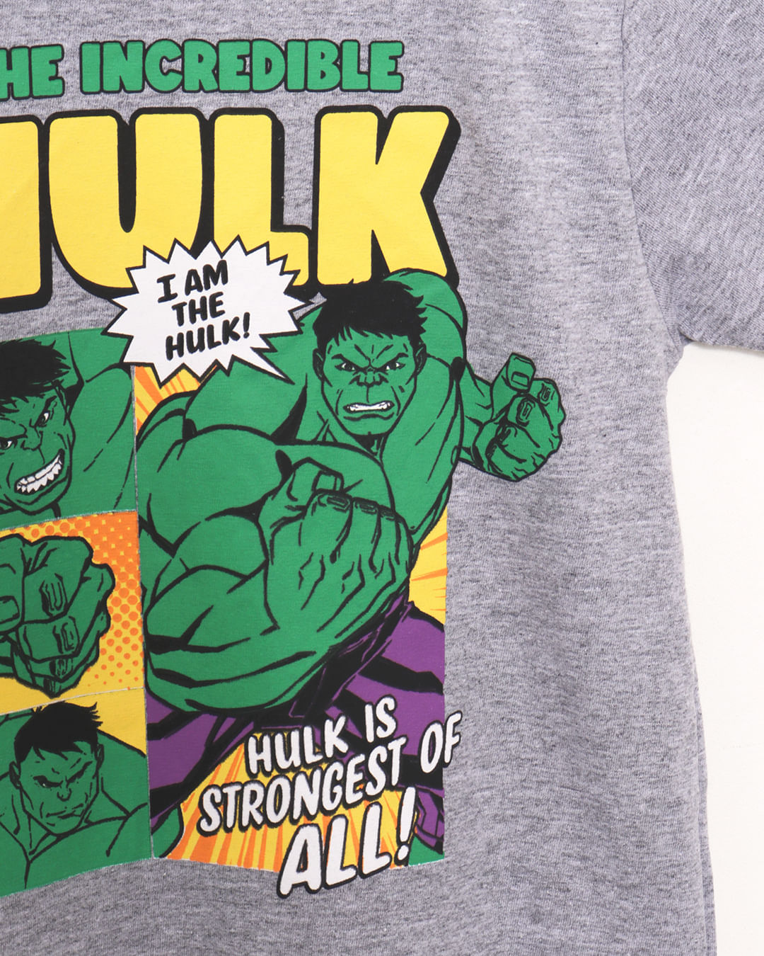 Camiseta Bebê Menino Marvel Hulk Manga Curta Cinza