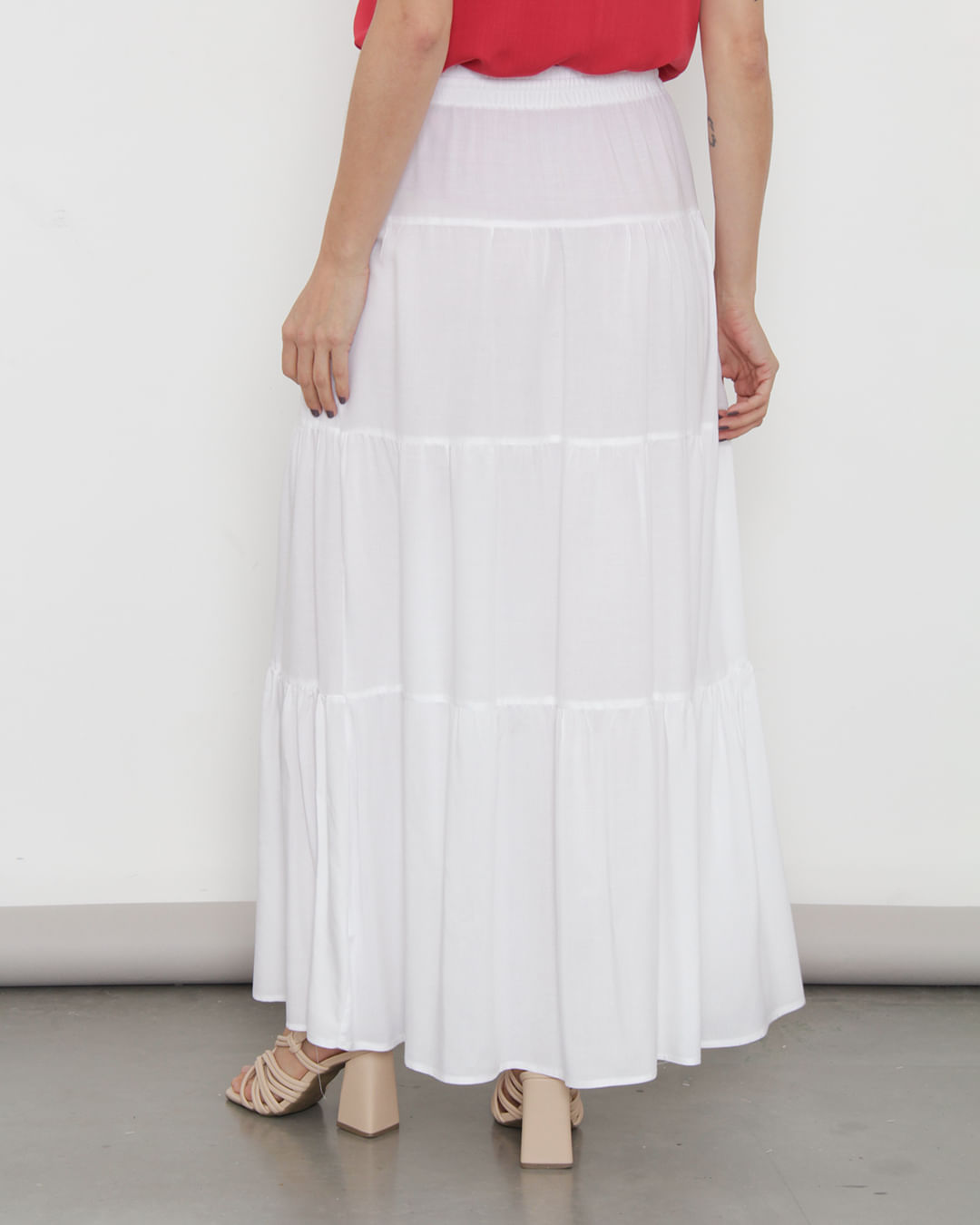 Saia Feminina Longa Berry Três Marias Viscose Branca