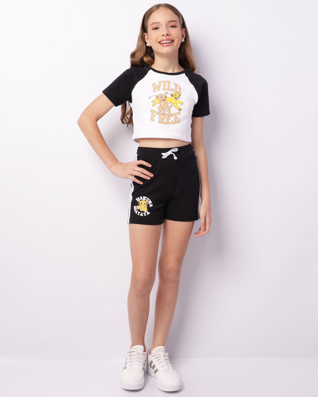 Short Juvenil Curto Listrado Disney O Rei Leão Preto