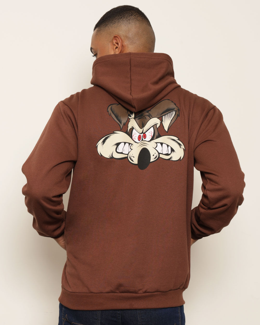 Blusão Moletom Warner Coyote com Capuz Marrom Torra