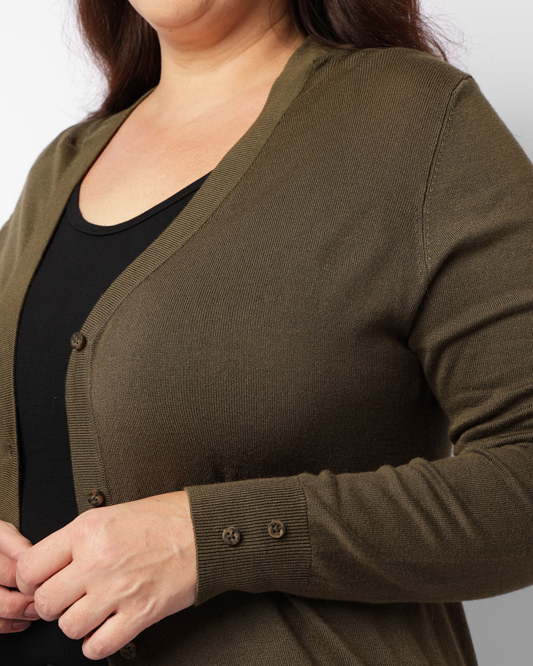 Cardigan Plus Size Feminino Verde Escuro