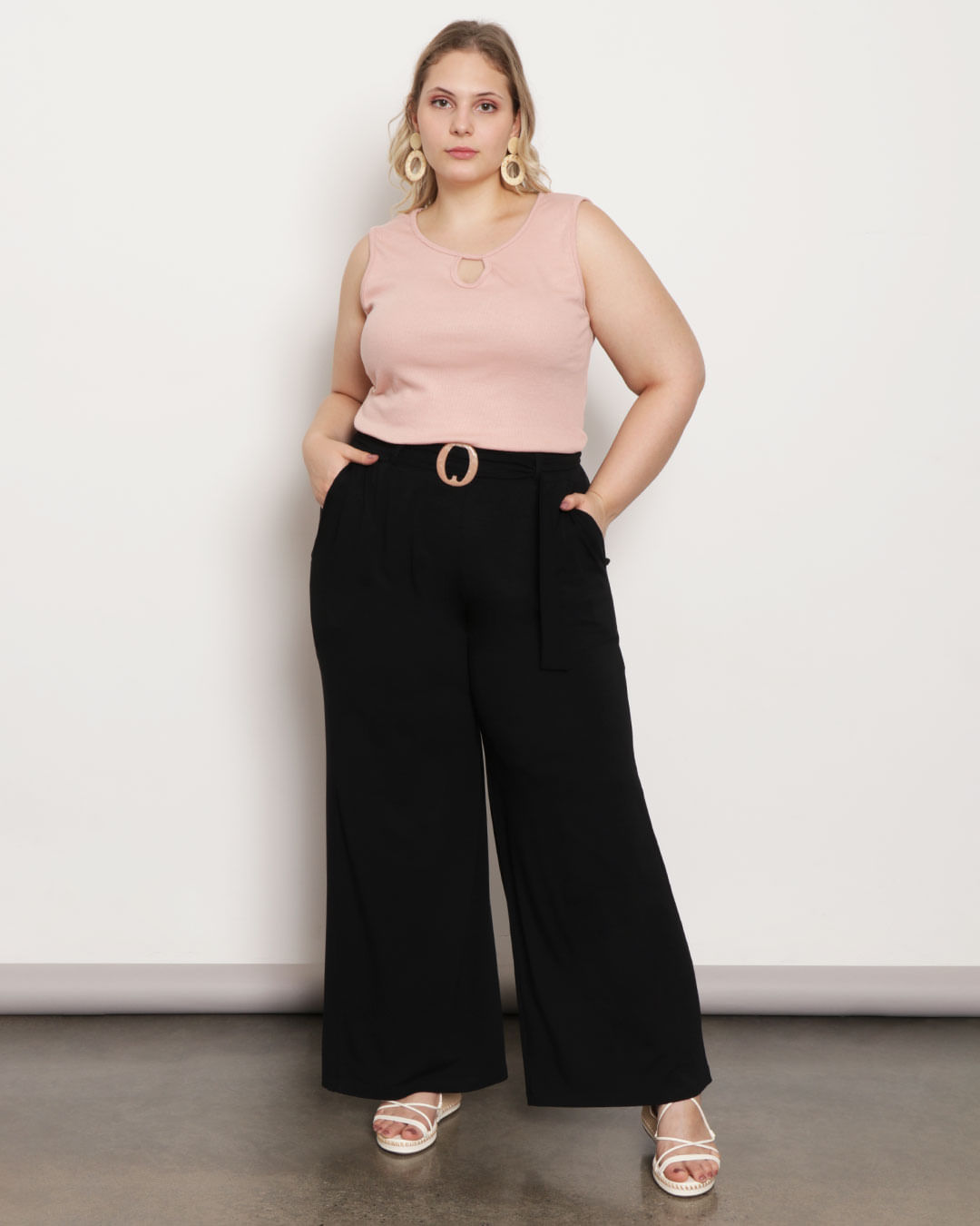 Conjunto Pantalona Preta Top Com CalÃ§a Pantalona Pantalona Preta