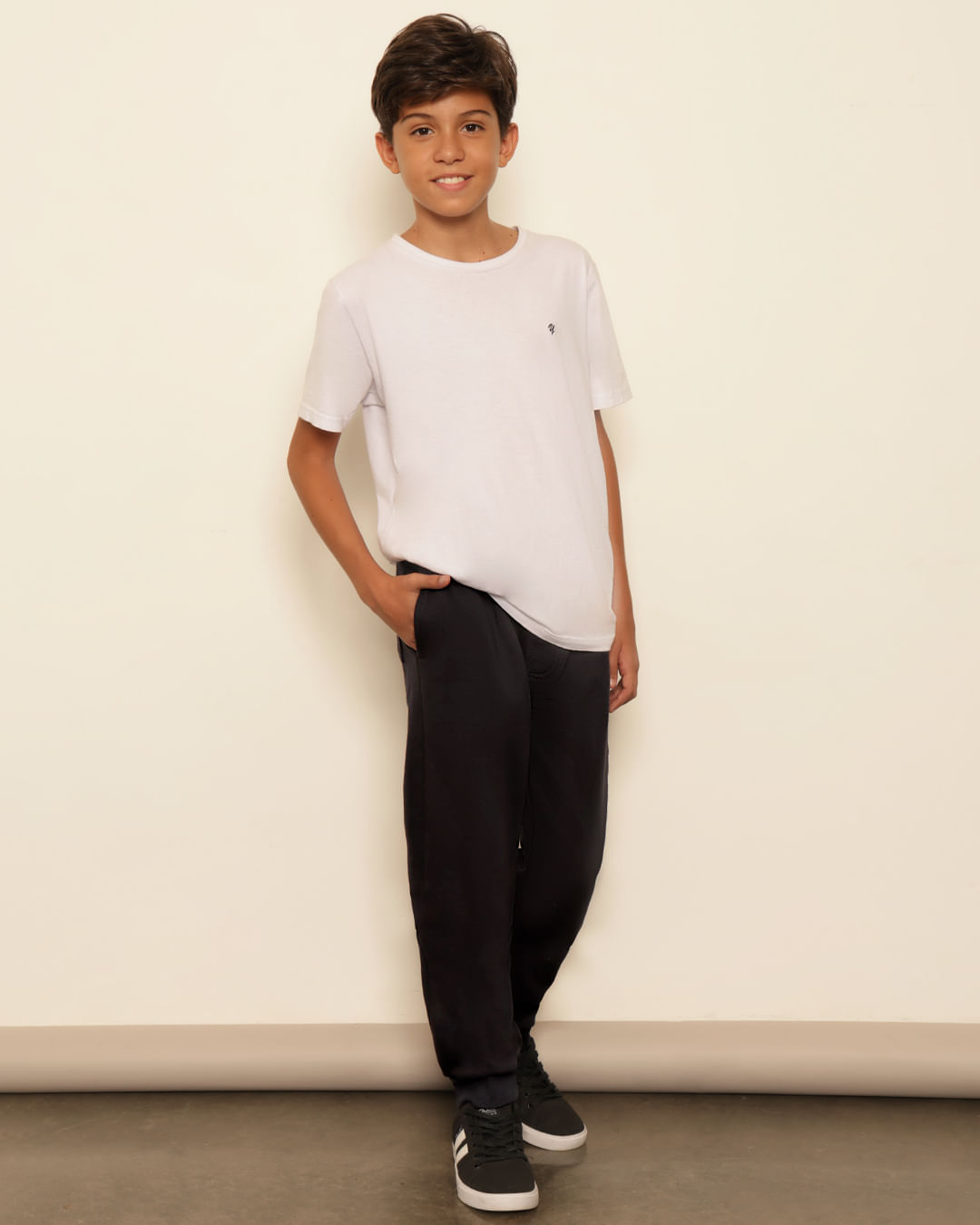 Calça Moletom Juvenil Peluciada Gangster Com Bolsos Marinho