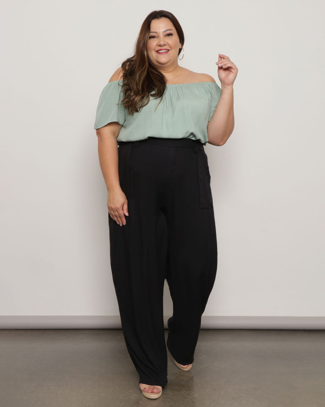 Calça Feminina CalÃ§a Pantalona Preta Viscose Calça Plus Size