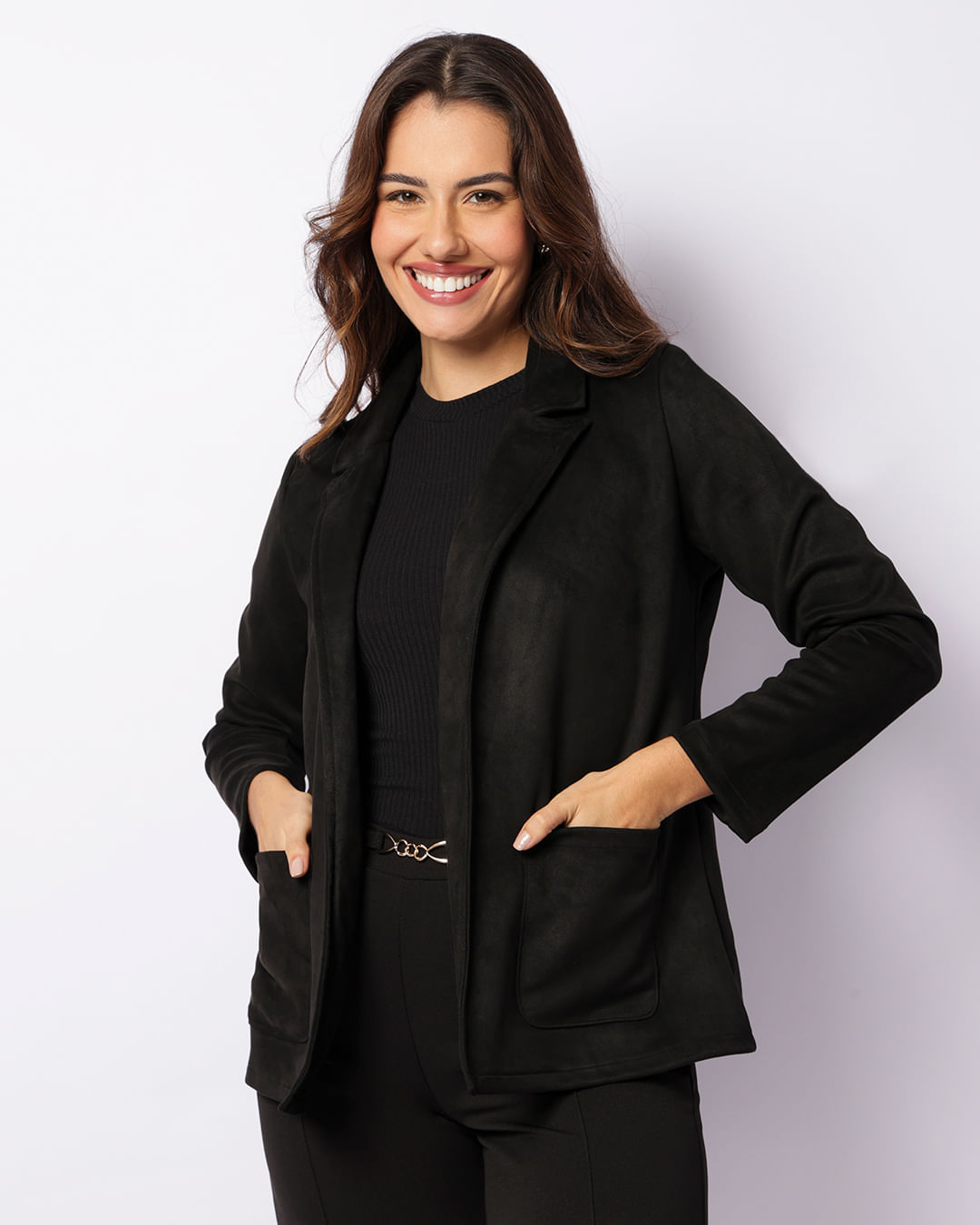 Plus Size Casaco De Suede Preto Casaco Feminino Berry Suede Com