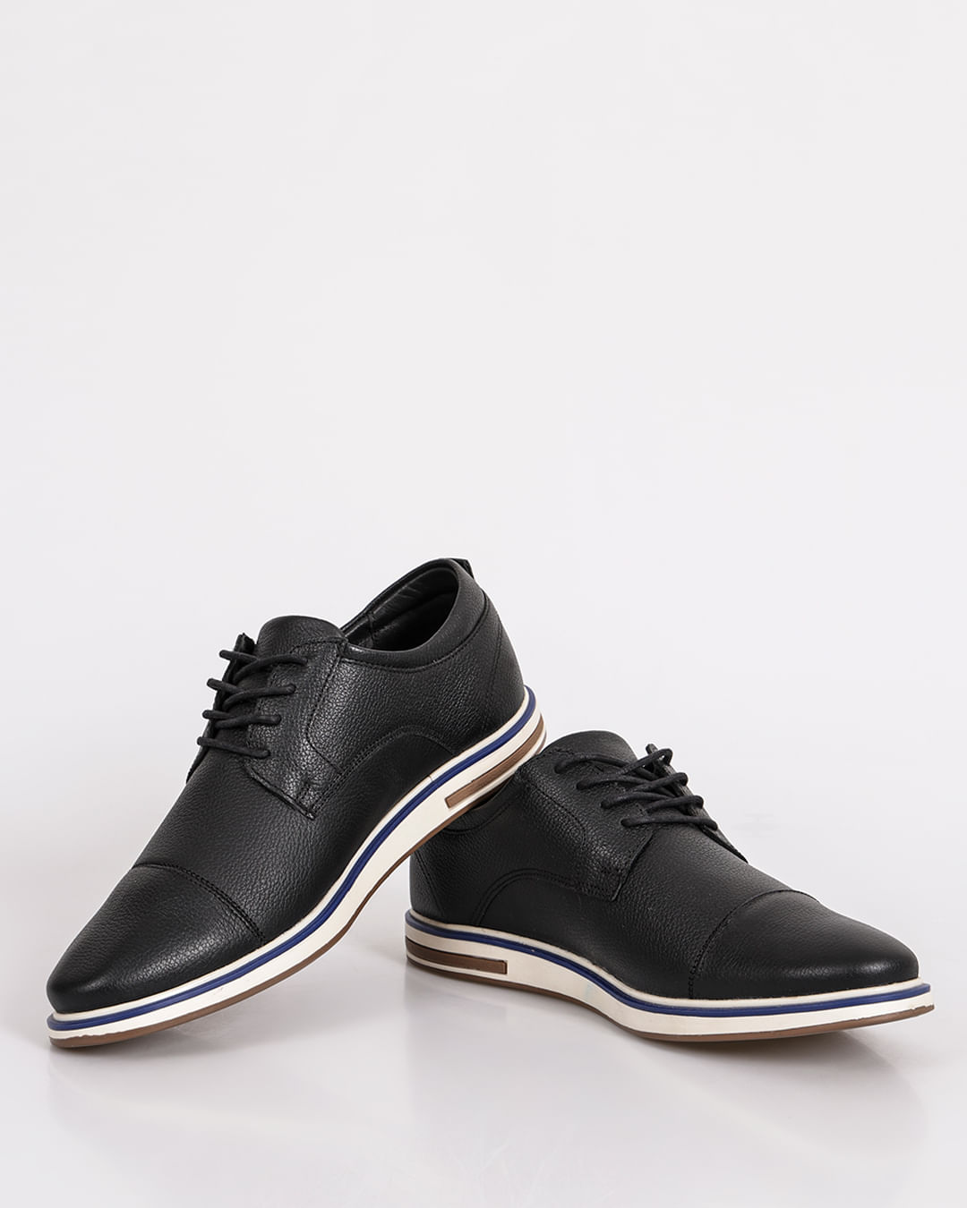 Sapato Masculino Casual Crato Couro Texturizado Preto