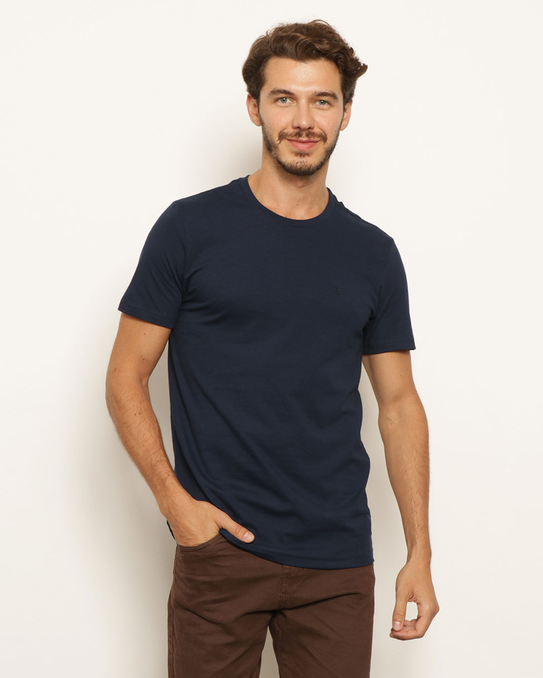 Camiseta Masculina Manga Curta Basica Marinho-1751976598747
