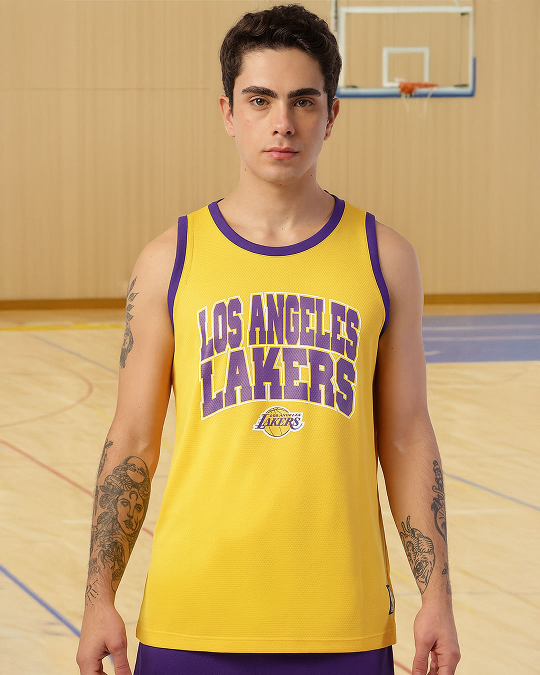 Regata Esportiva Masculina Basquete Lakers NBA Oficial Amarela