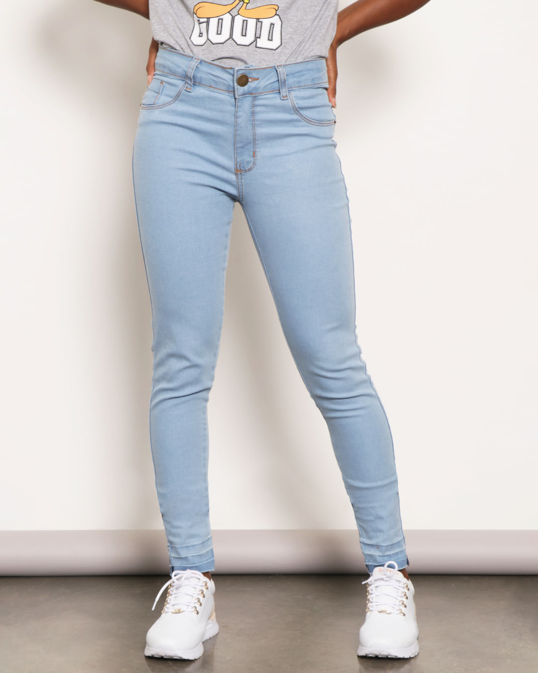 Calça Jeans Feminina Vizzy Cigarrete Cintura Média Azul