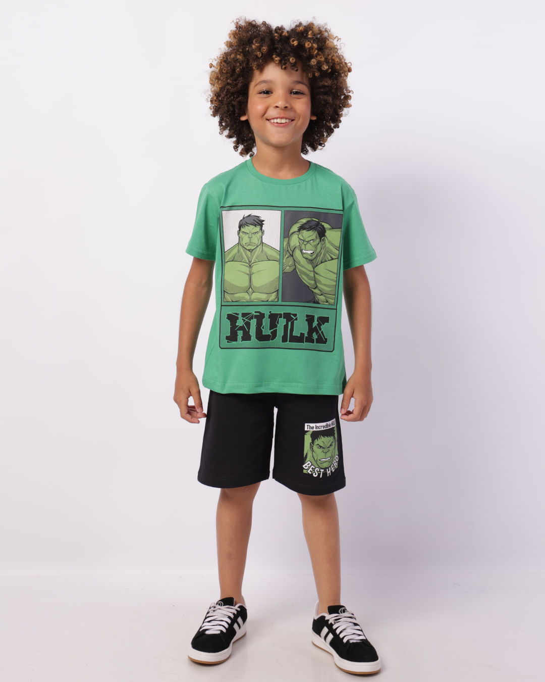 Bermuda Infantil Moletinho Marvel Hulk Preta