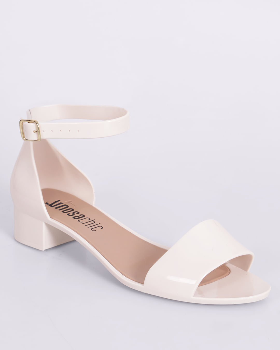 Sandália Feminina Salto Grosso Baixo Off White