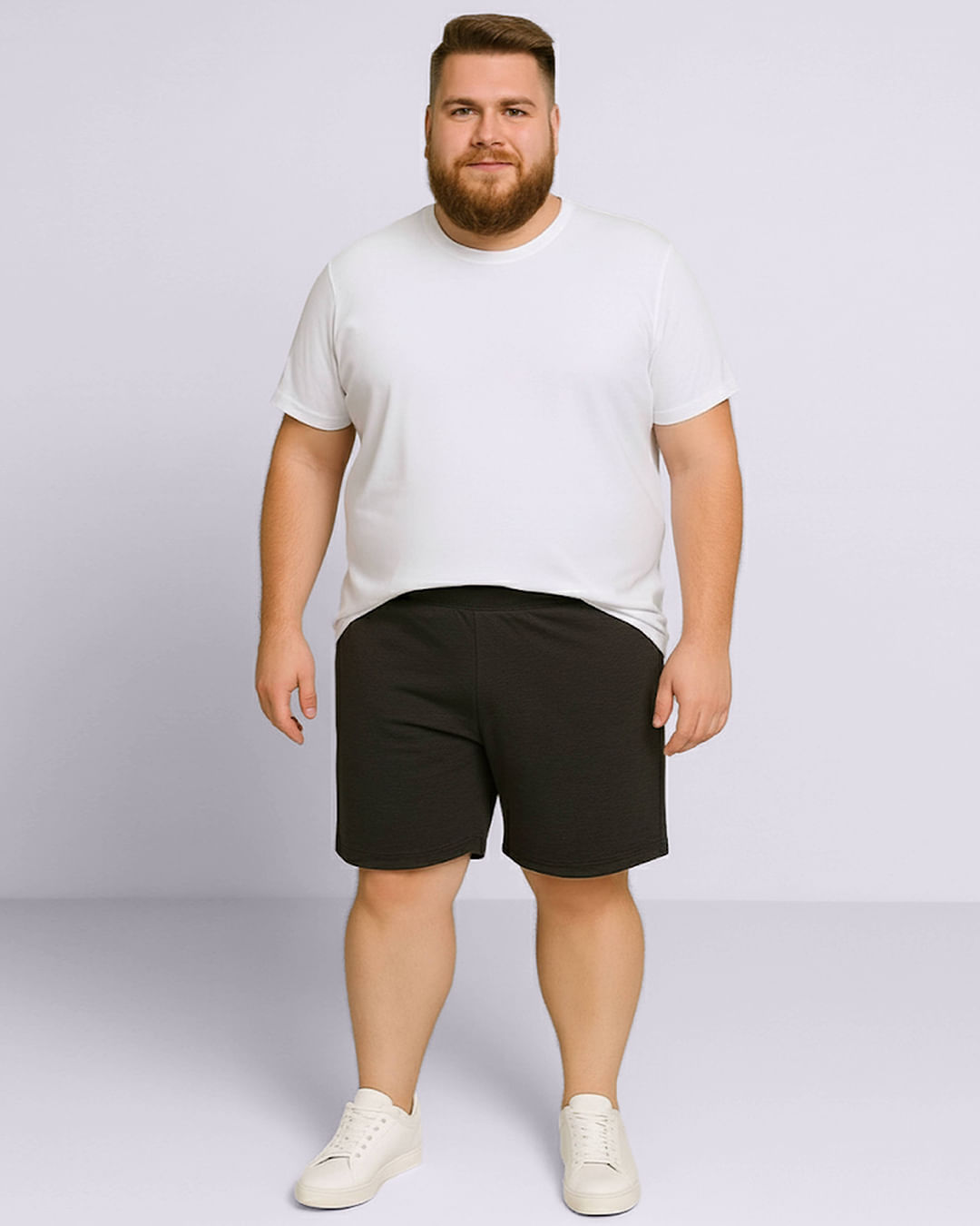 Bermuda Plus Size Masculina Reta Estonada Cinza