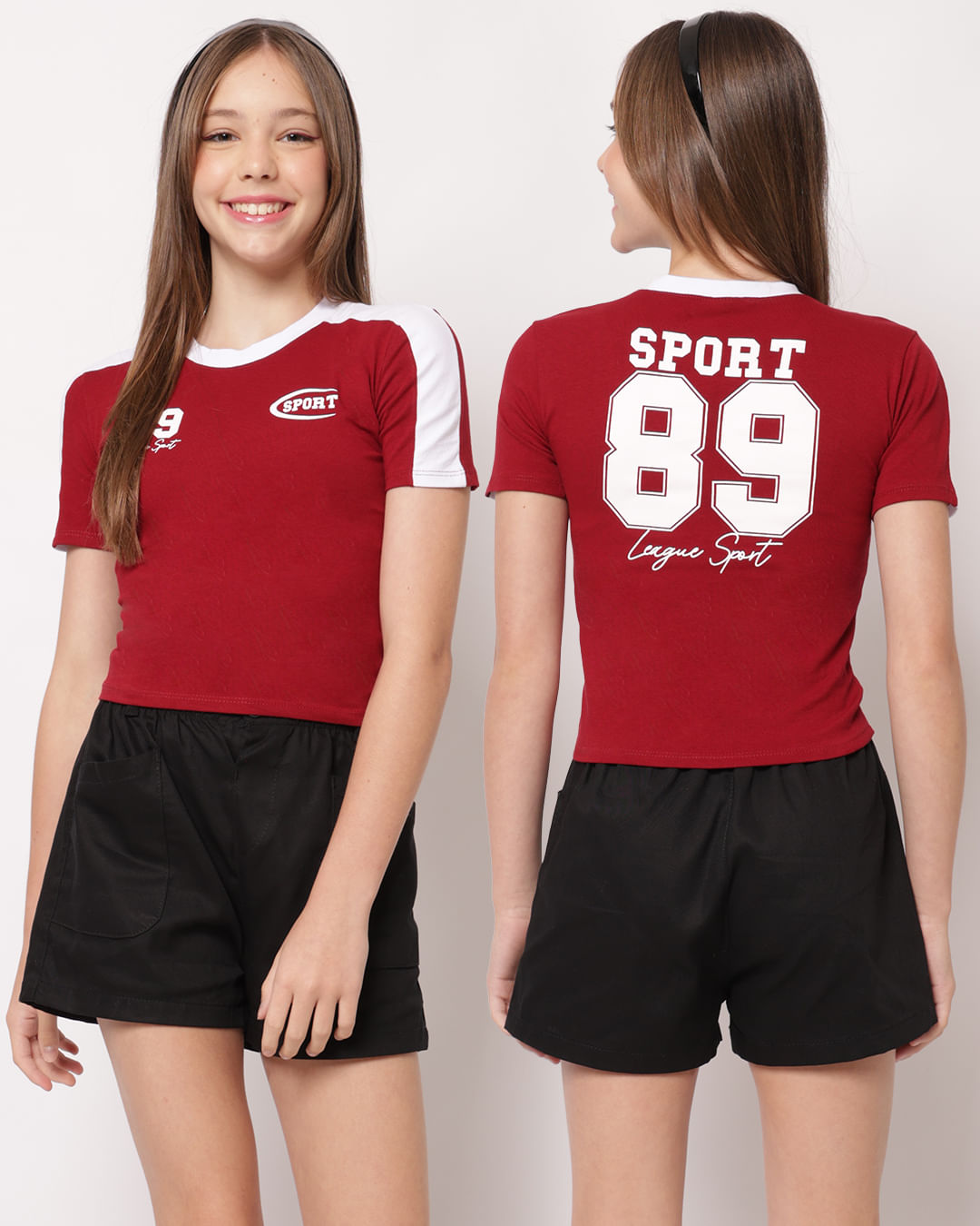 Camiseta Juvenil Algodão com Estampa Sport Vinho