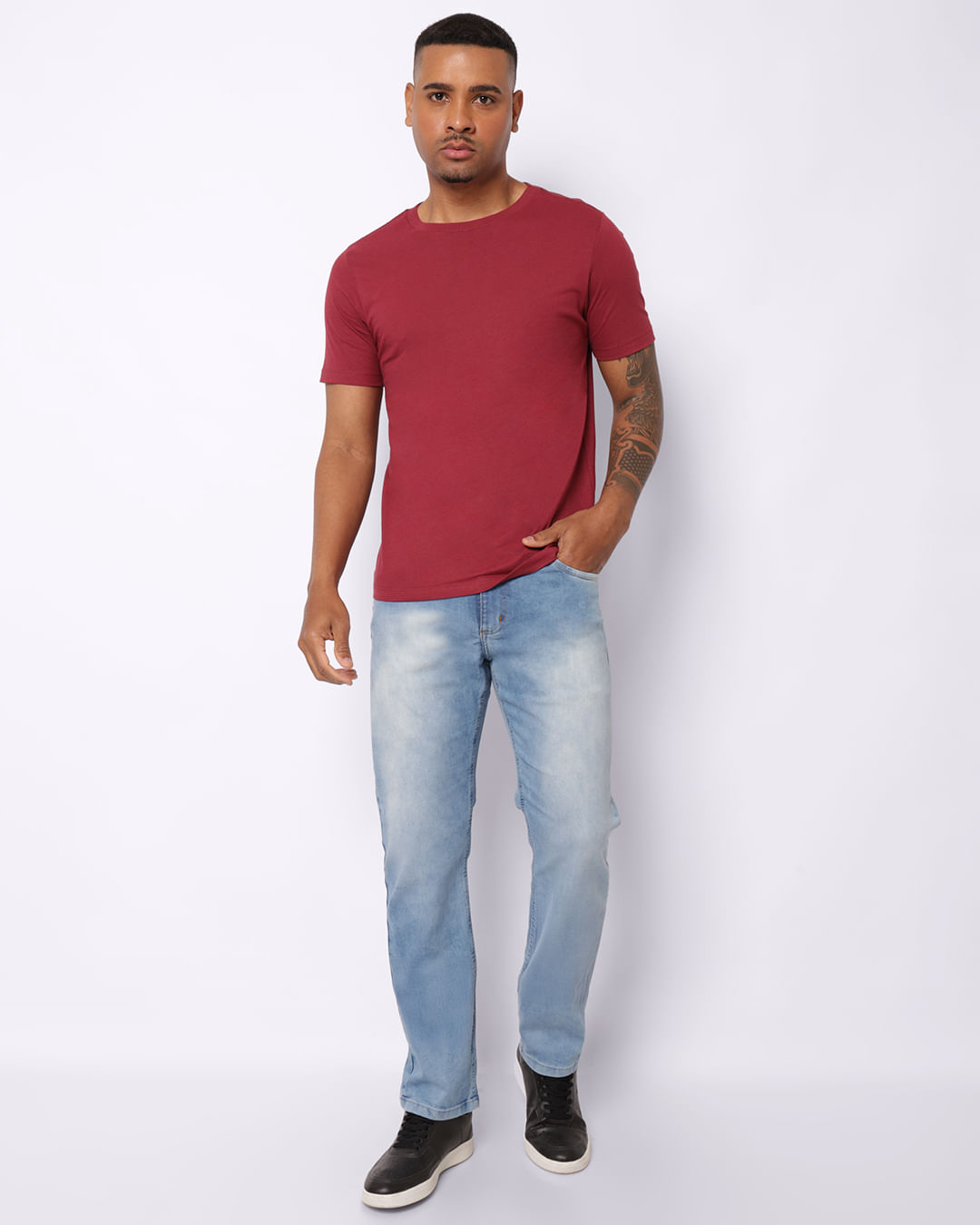 Calça Jeans Masculina Slim com Bolsos Estonada Azul