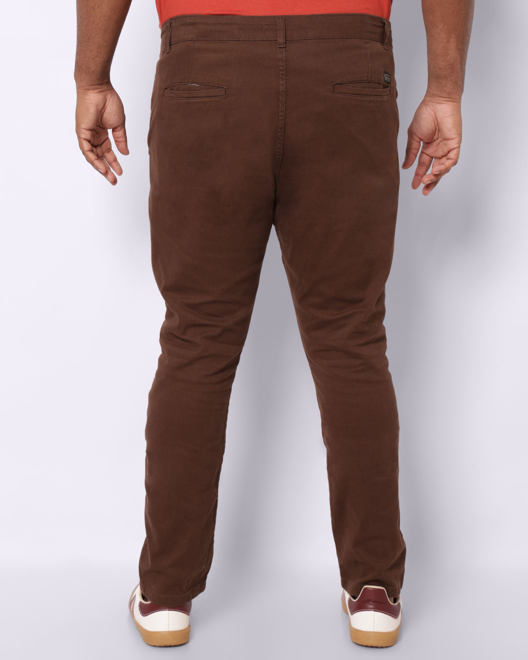 Calça Sarja Plus Size Masculina Slim com Bolsos Marrom