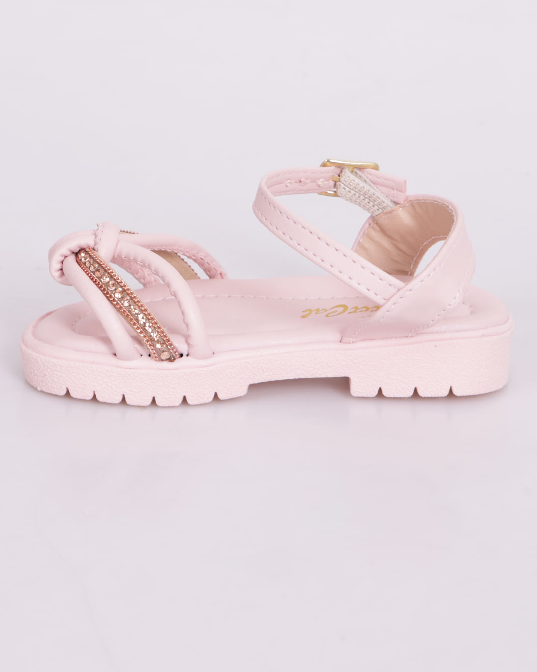 Sandália Bebê com Strass Rosa