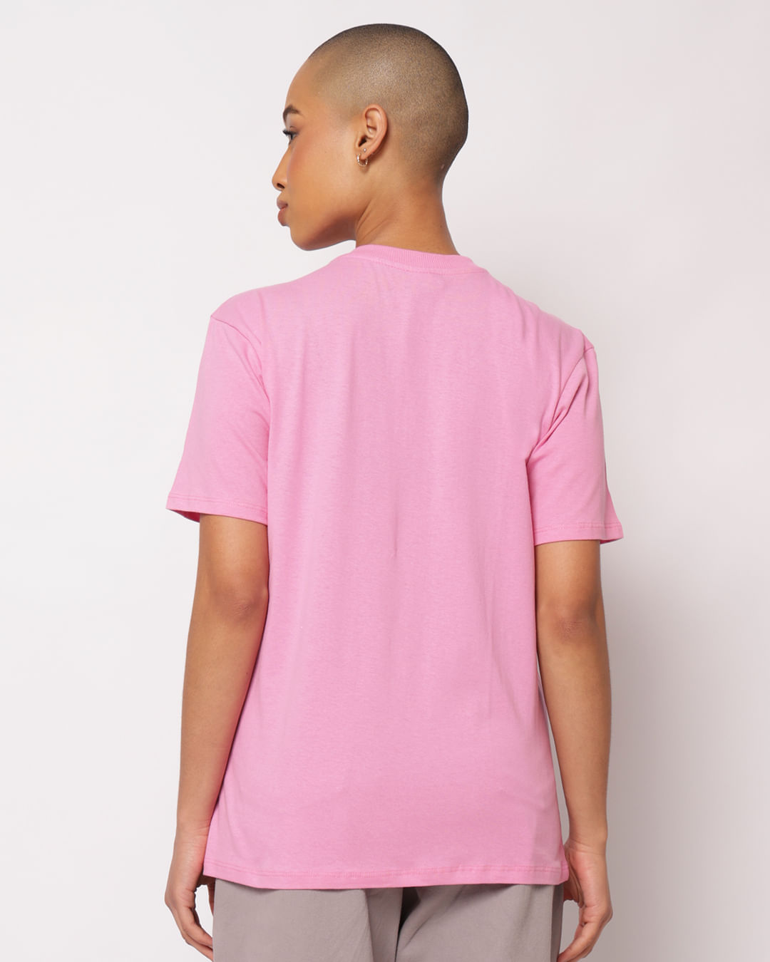 Camiseta Feminina Oversized Algodão Hello Kitty Manga Curta Rosa