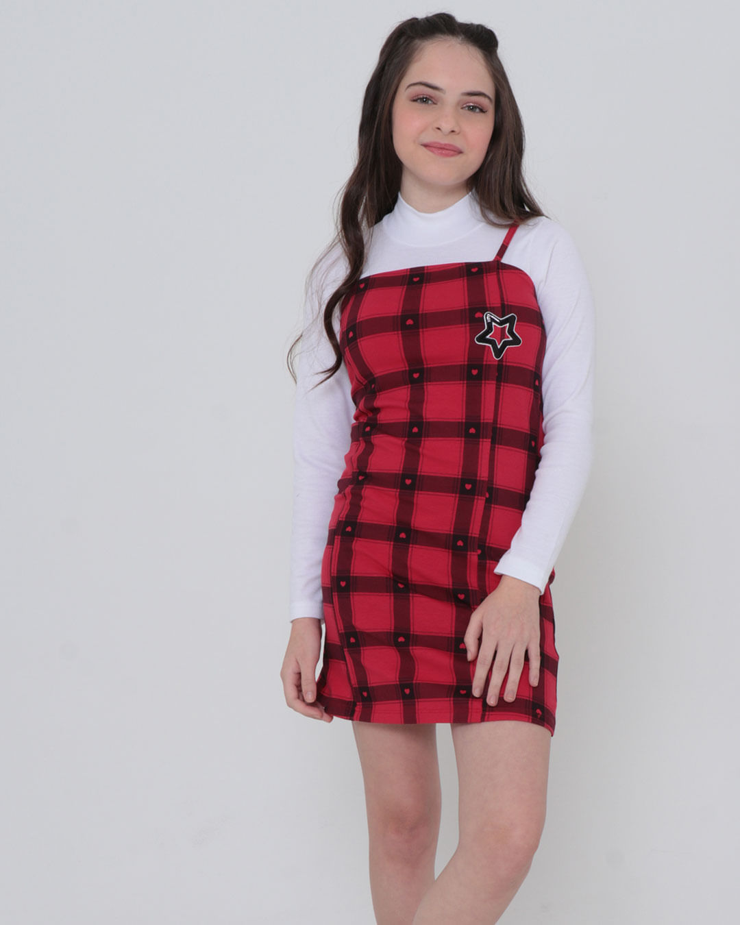 Vestido xadrez vermelho Lorena - Vestidos