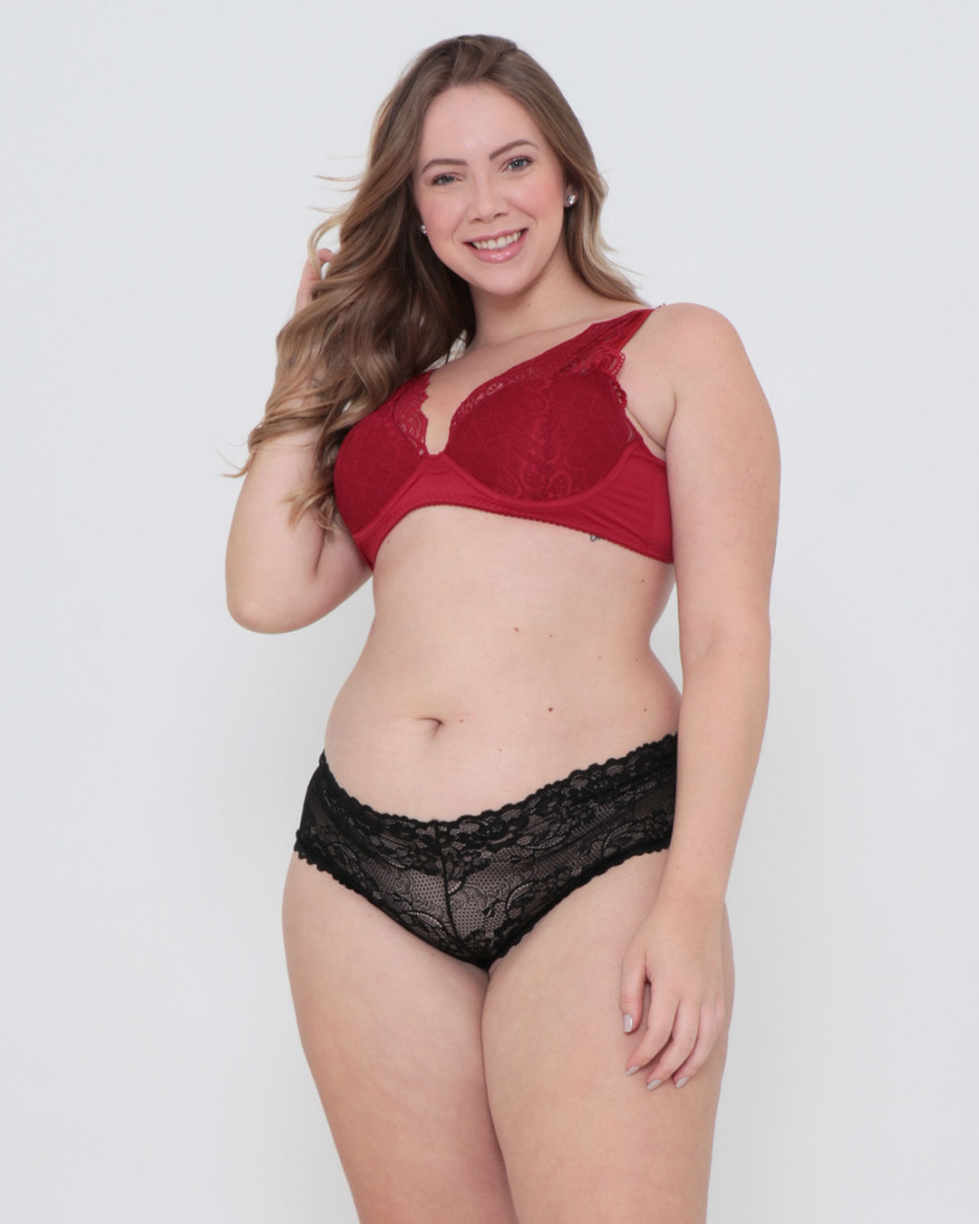 Sutiã Plus Size Base Avulso Renda Vermelho