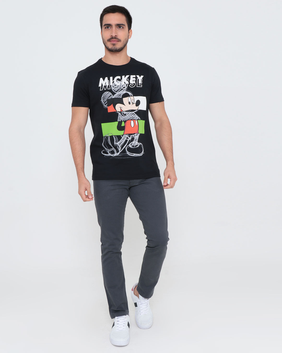 T-SHIRT MICKEY ROSTO ONCA E STRAS - PRETO, Atacado Tshirt