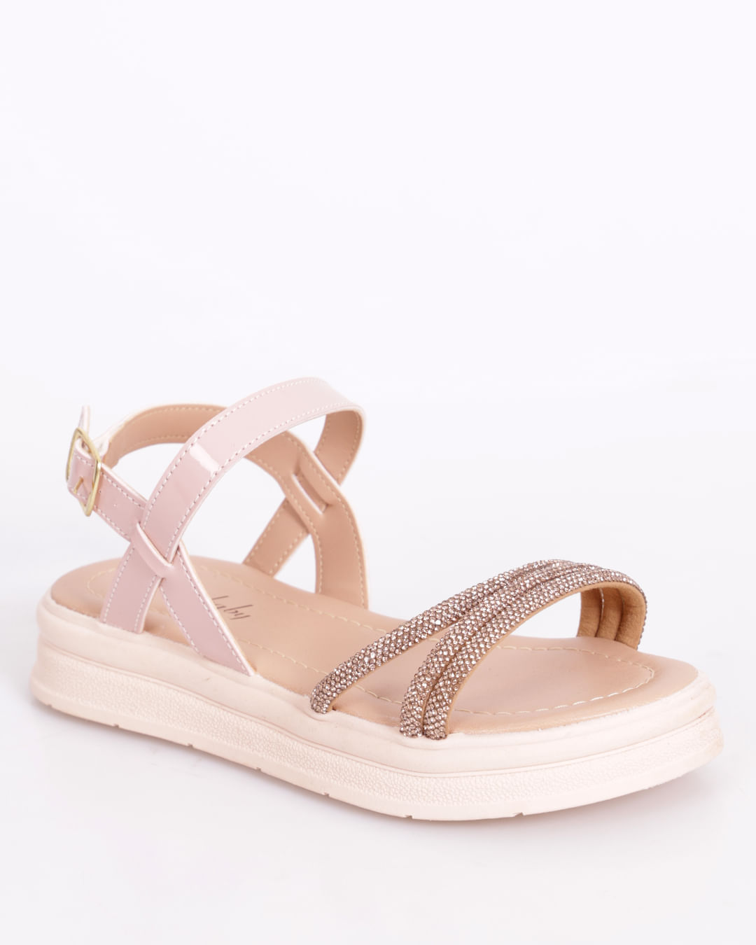 Sandália Infantil Ortobaby Tiras com Strass Rosa