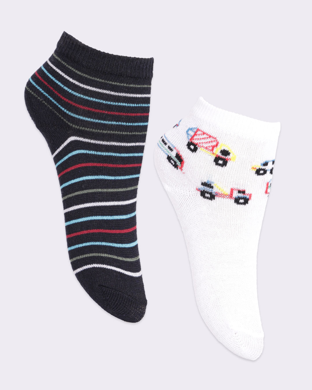 Kit 2 Pares de Meia Bebê Cano Curto Branco Preto