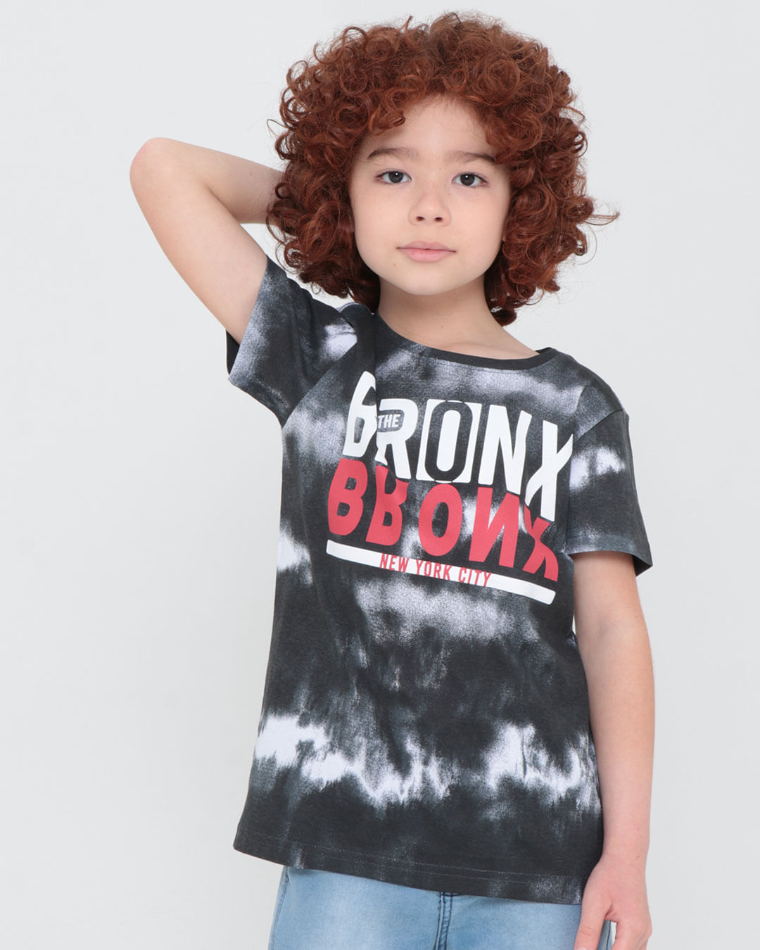 Camiseta Infantil Estampa Bronx Tie Dye Preta