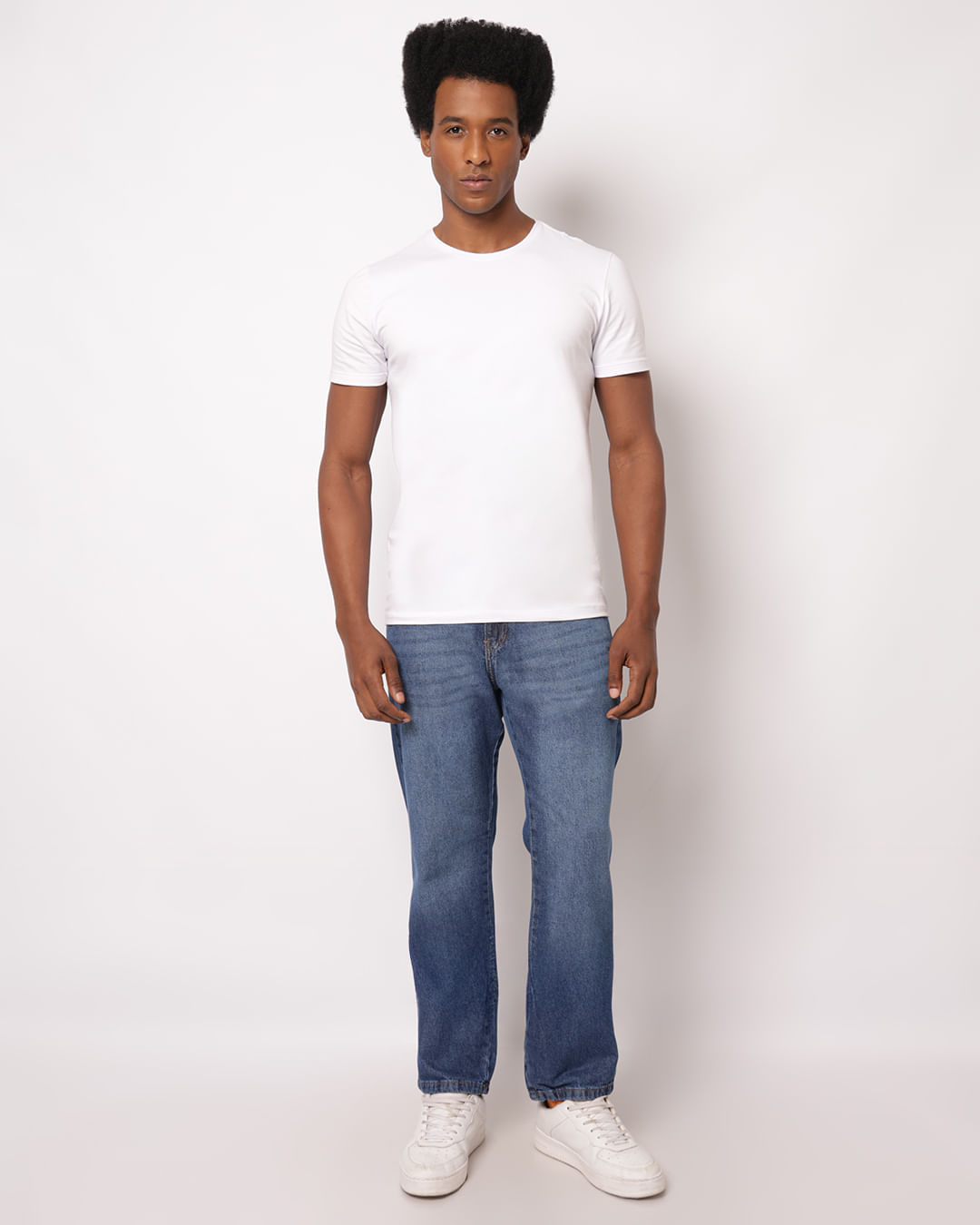 Calça Jeans Masculina Reta Estonada Azul