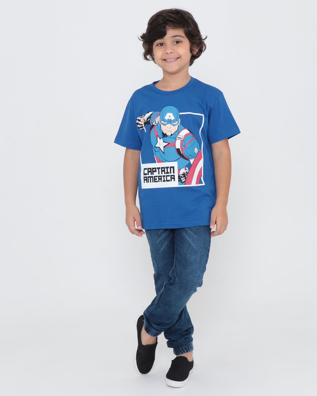 Camiseta Infantil Capitão América Marvel Azul