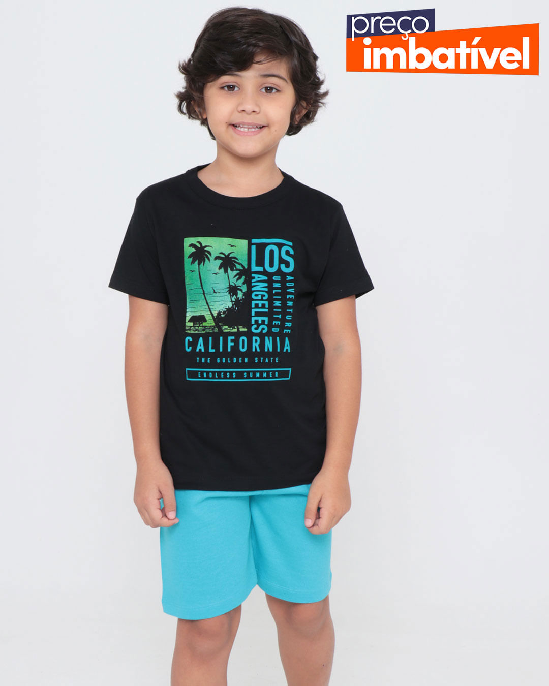 Conjunto Infantil Moletinho Estampa California Preto