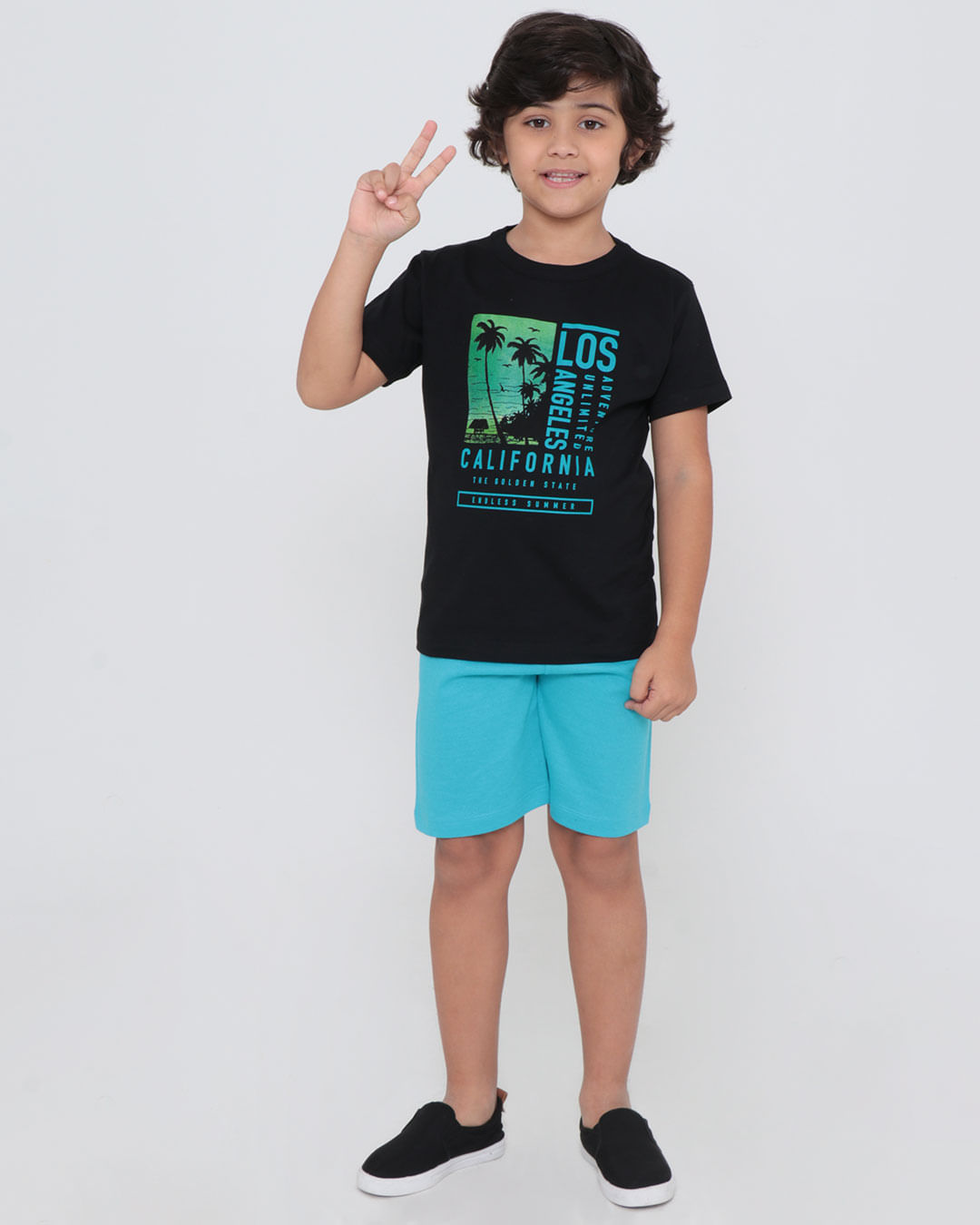 Conjunto Infantil Moletinho Estampa California Preto