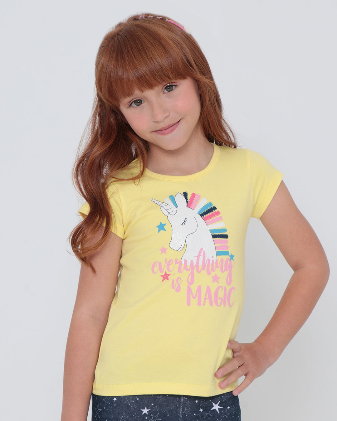 Blusa Infantil Estampa Unicórnio Amarela