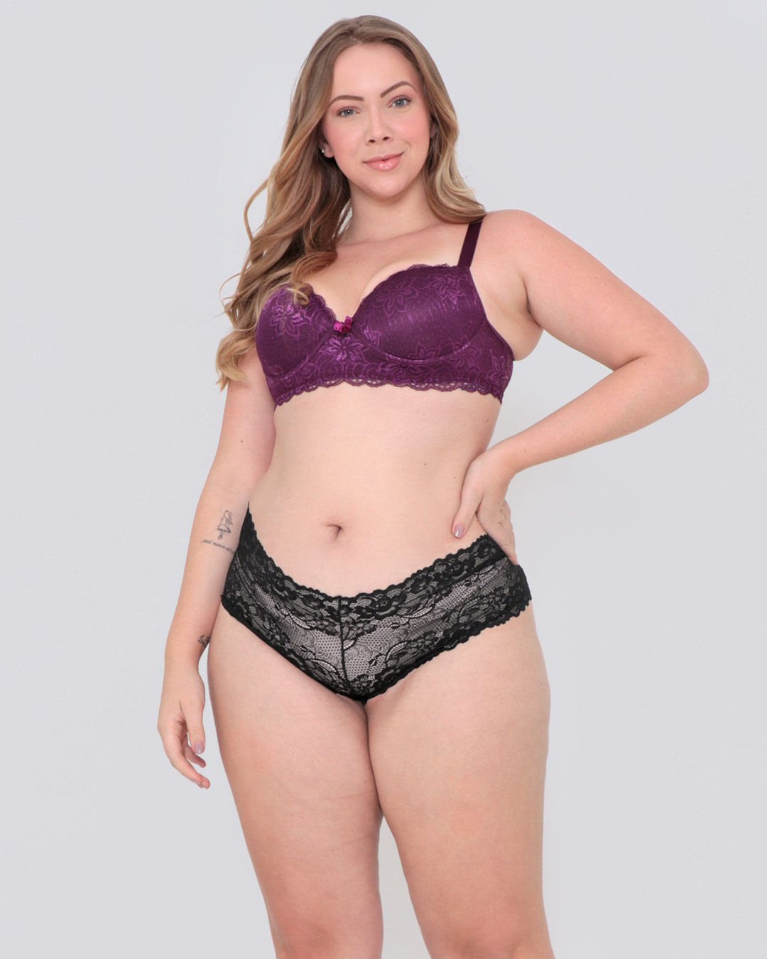 Sutiã Plus Size Avulso Com Base Bojo Renda Roxo