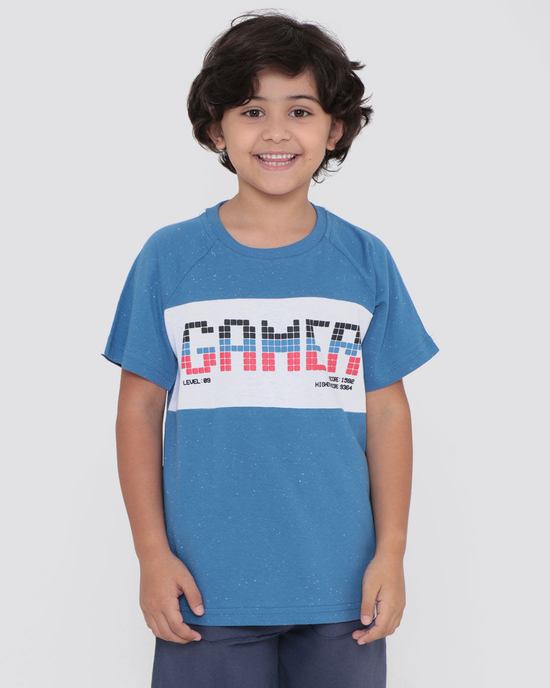 Camiseta Infantil Estampa Game Botonê Azul